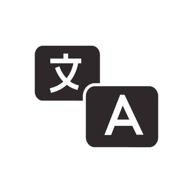 Tercüme simgesi düz stil. Beyaz izole edilmiş arkaplanda çeviri vektör illüstrasyonu. Çeviri işi konsepti