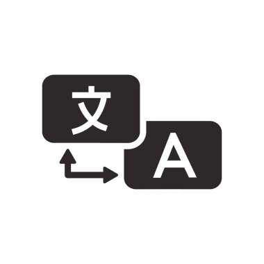 Tercüme simgesi düz stil. Beyaz izole edilmiş arkaplanda çeviri vektör illüstrasyonu. Çeviri işi konsepti