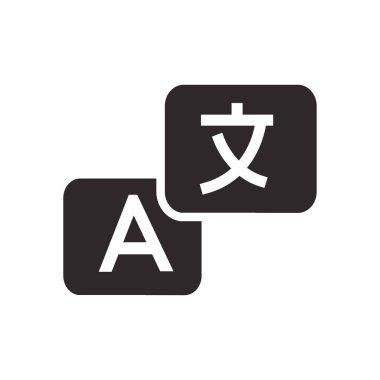 Tercüme simgesi düz stil. Beyaz izole edilmiş arkaplanda çeviri vektör illüstrasyonu. Çeviri işi konsepti