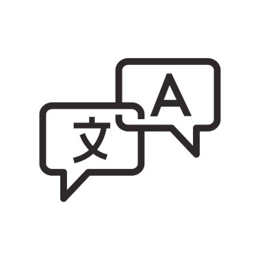 Tercüme simgesi düz stil. Beyaz izole edilmiş arkaplanda çeviri vektör illüstrasyonu. Çeviri işi konsepti