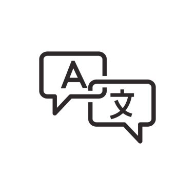 Tercüme simgesi düz stil. Beyaz izole edilmiş arkaplanda çeviri vektör illüstrasyonu. Çeviri işi konsepti