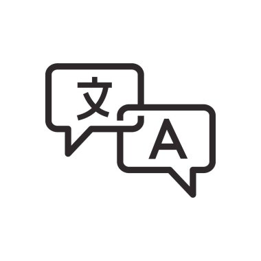 Tercüme simgesi düz stil. Beyaz izole edilmiş arkaplanda çeviri vektör illüstrasyonu. Çeviri işi konsepti