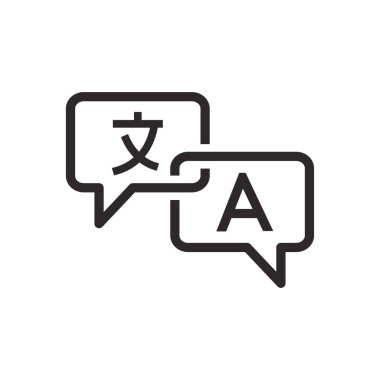 Tercüme simgesi düz stil. Beyaz izole edilmiş arkaplanda çeviri vektör illüstrasyonu. Çeviri işi konsepti