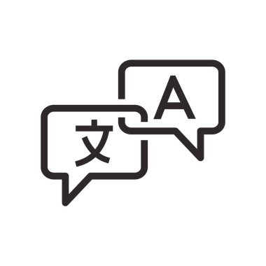 Tercüme simgesi düz stil. Beyaz izole edilmiş arkaplanda çeviri vektör illüstrasyonu. Çeviri işi konsepti