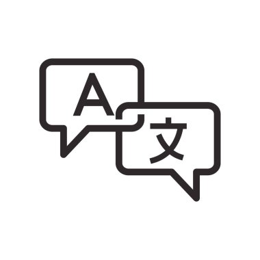 Tercüme simgesi düz stil. Beyaz izole edilmiş arkaplanda çeviri vektör illüstrasyonu. Çeviri işi konsepti