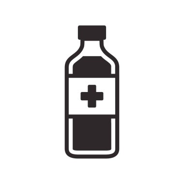 İlaç şişesi ikonu. Uyuşturucu içki sembolü. Düz Vektör illüstrasyonu