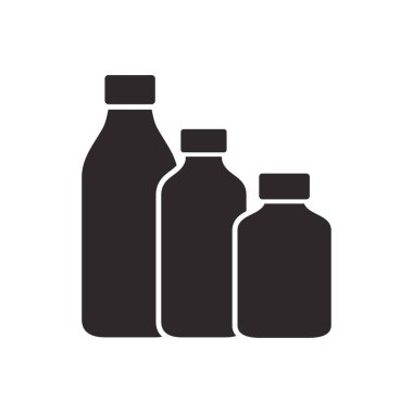 Bir şişe su ikonu. Alkol içeceği sembolü. Düz Vektör illüstrasyonu