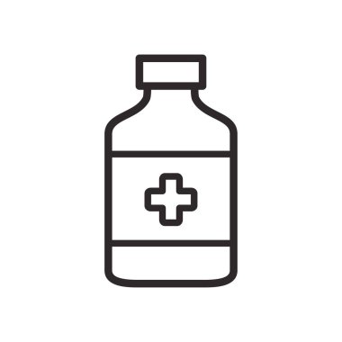 İlaç şişesi ikonu. Uyuşturucu içki sembolü. Düz Vektör illüstrasyonu