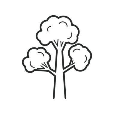 Beyaz arkaplanda izole edilmiş ağaç simgesi vektör tasarımı çizimi