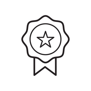 Düz stil ödül ikonu. Beyaz izole edilmiş arka planda madalya vektör çizimi. Ödül iş konsepti.