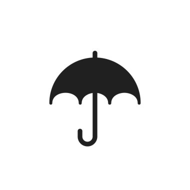 Düz bir şemsiye simgesi. Beyaz izole edilmiş arka planda yağmur koruma vektörü çizimi. Şemsiye işi konsepti.