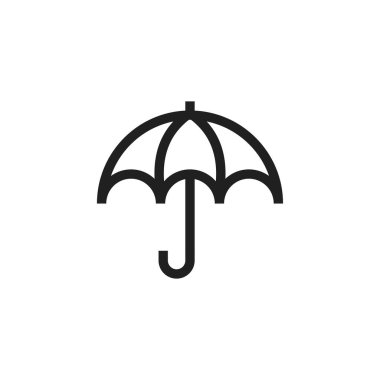 Düz bir şemsiye simgesi. Beyaz izole edilmiş arka planda yağmur koruma vektörü çizimi. Şemsiye işi konsepti.