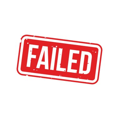 Beyaz arkaplanda başarısız kırmızı pul metni. Vektör İllüstrasyonu.