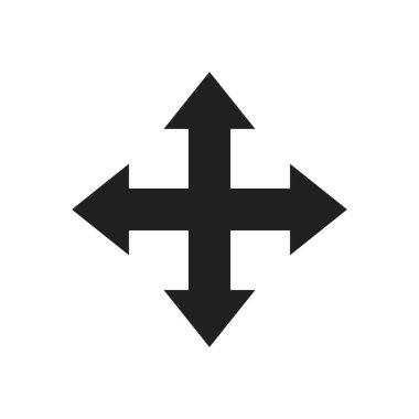 Düz stil ok simgesi. Beyaz izole arkaplanda ok vektör çizimi. Yönlendirme kavramı