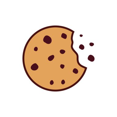 Düz stil kurabiye ikonu. Beyaz izole edilmiş arkaplanda çerez vektör illüstrasyonu.