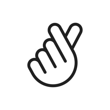 Düz stil parmak kalp ikonu. İzole edilmiş beyaz arka planda parmak kalp vektör çizimi. Aşk işareti