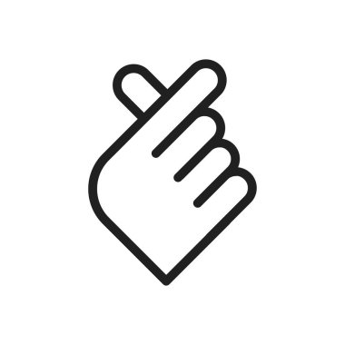 Düz stil parmak kalp ikonu. İzole edilmiş beyaz arka planda parmak kalp vektör çizimi. Aşk işareti