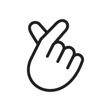 Düz stil parmak kalp ikonu. İzole edilmiş beyaz arka planda parmak kalp vektör çizimi. Aşk işareti