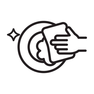 Bulaşık ikonu vektörü. Bulaşık makinesi tabelası. Temizlik sembolü.