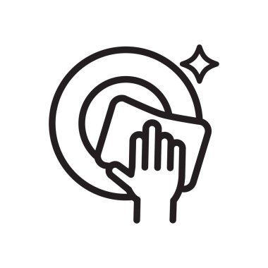 Bulaşık ikonu vektörü. Bulaşık makinesi tabelası. Temizlik sembolü.