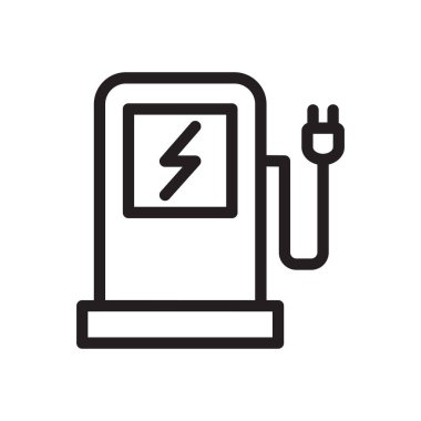 Elektrik istasyonu şarj edici Düz biçim simgesi tasarımı