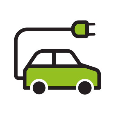 Elektrikli araba ikonu. Düz biçim simge tasarımı illüstrasyonu