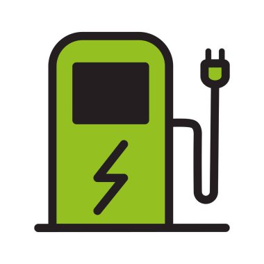 Elektrik istasyonu şarj edici Düz biçim simgesi tasarımı
