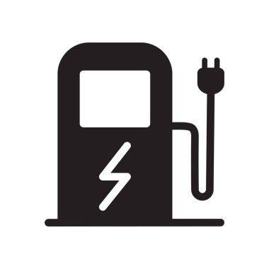 Elektrik istasyonu şarj edici Düz biçim simgesi tasarımı
