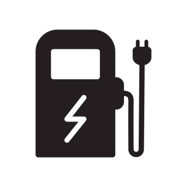 Elektrik istasyonu şarj edici Düz biçim simgesi tasarımı