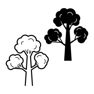 meşe ağacı vektör çizimi beyaz arkaplanda izole edildi