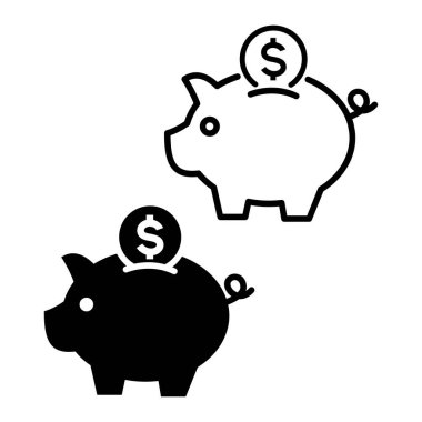 Domuz kumbarası simgesi grafik vektör tasarımı çizimi