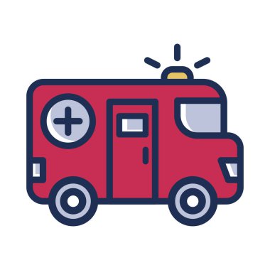 Ambulans, acil durum ikonu grafik illüstrasyonu
