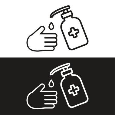 El yıkama ve el dezenfektanı ikonu grafik tasarımı illüstrasyonu