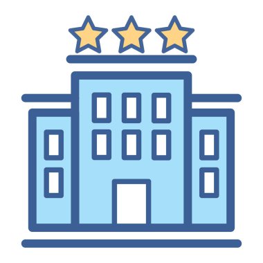 Otel binası simgesi grafik tasarımı illüstrasyonu