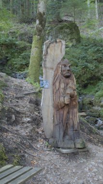 Blick auf eine Holzfigur im Schwarzwald