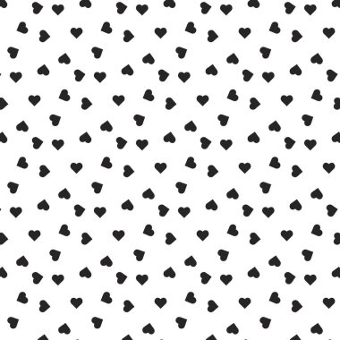 Şeffaf bir arkaplanda kusursuz kara kalp deseni. Paketleme için tek renkli arka planlar. Vektör illüstrasyonu Tek Renkli Kalpler