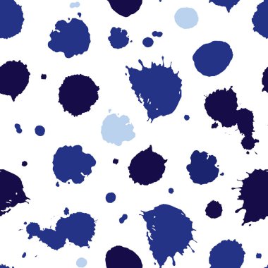 Vektör sanatsal boya damlası polka nokta tekrar deseni sıçratır. Tekstil, duvar kağıdı ve hediye paketi için uygun. Yüzey deseni tasarımı.