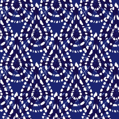 Vector blue shibori monokrom kompakt gözyaşı damlaları dikişsiz desen. Tekstil, hediye paketi ve duvar kağıdı için uygun. Yüzey deseni tasarımı.