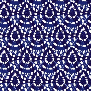 Vektör mavi ve beyaz shibori soyut gözyaşı örtüşmesi patenti. Tekstil, hediye paketi ve duvar kağıdı için uygun. Yüzey deseni tasarımı.