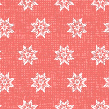 Vektör kırmızı soyut kar tanesi yıldızları pürüzsüz arkaplan 05. Tekstil, hediye paketi ve duvar kağıdı için uygun. Yüzey deseni tasarımı.