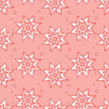 Vektör kırmızı soyut kar tanesi yıldızları pürüzsüz arka plan 07. Tekstil, hediye paketi ve duvar kağıdı için uygun. Yüzey deseni tasarımı.