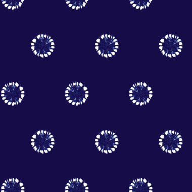 Vektör mavi shibori basit noktasız polka deseni. Tekstil, hediye paketi ve duvar kağıdı için uygun. Yüzey deseni tasarımı.