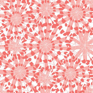 Vektör mercan pembesi, soyut çiçekli Shibori daireleri 02 kesişme deseni. Tekstil, hediye paketi ve duvar kağıdı için uygun. Yüzey deseni tasarımı.