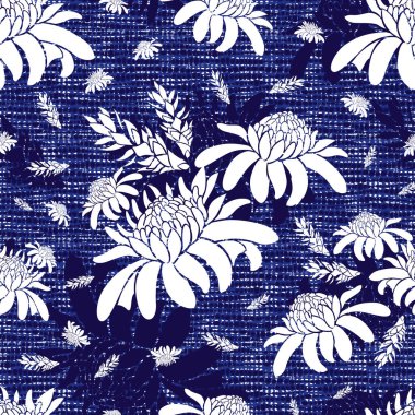 Fenerli, kızıl, tropik çiçek desenli, dikdörtgen kumaşlı vektör mavisi. Nakış için tuval. Tekstil, hediye paketi ve duvar kağıdı için uygun. Yüzey deseni tasarımı.