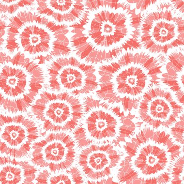 Vektör kırmızı shibori daire çiçekleri soyut desen. Tekstil, hediye paketi ve duvar kağıdı için uygun. Yüzey deseni tasarımı.