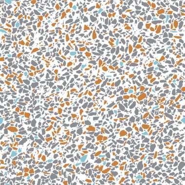 Vektör beyaz ve gri renkli terrazzo mozaik dokusu pürüzsüz arkaplan. Tekstil, hediye paketi ve duvar kağıdı için uygun. Yüzey deseni tasarımı.