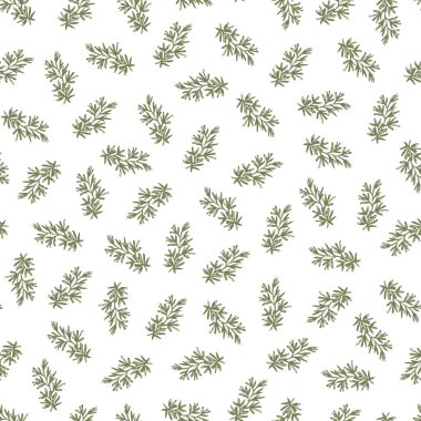 Vektör yeşil ve beyaz bitki biberiyesi dikişsiz arkaplan çizilmiş dağınık yaprak dokusu ile tekrar desen. Kumaş ve düğün kartı geçmişi için mükemmel. Yüzey deseni tasarımı.