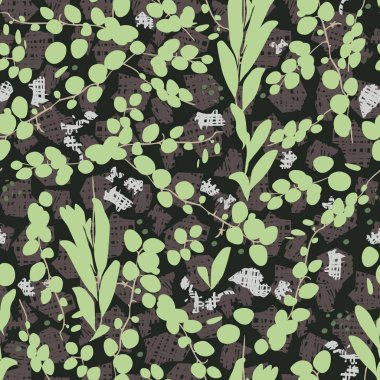 Yeşil, tropikal, yuvarlak, sarkık yapraklı, duit-duit Pyrrosia piloselloides bitkisi kabuksuz arka plan deseninde. Duvar kağıdı ve tekstil için uygun. Yüzey deseni tasarımı.