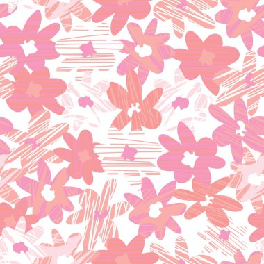 Renkli vektör el, kalın çizgi dokusuyla soyut çiçek şekilleri çiziyor. Tekstil, hediye paketi ve duvar kağıdı için uygun. Yüzey deseni tasarımı.