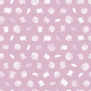 Deniz kabuklarıyla pembe ve beyaz aynı desen. Romantik bir konu. Hediye paketi, tekstil ve duvar kağıdı için uygun. Yüzey deseni tasarımı.